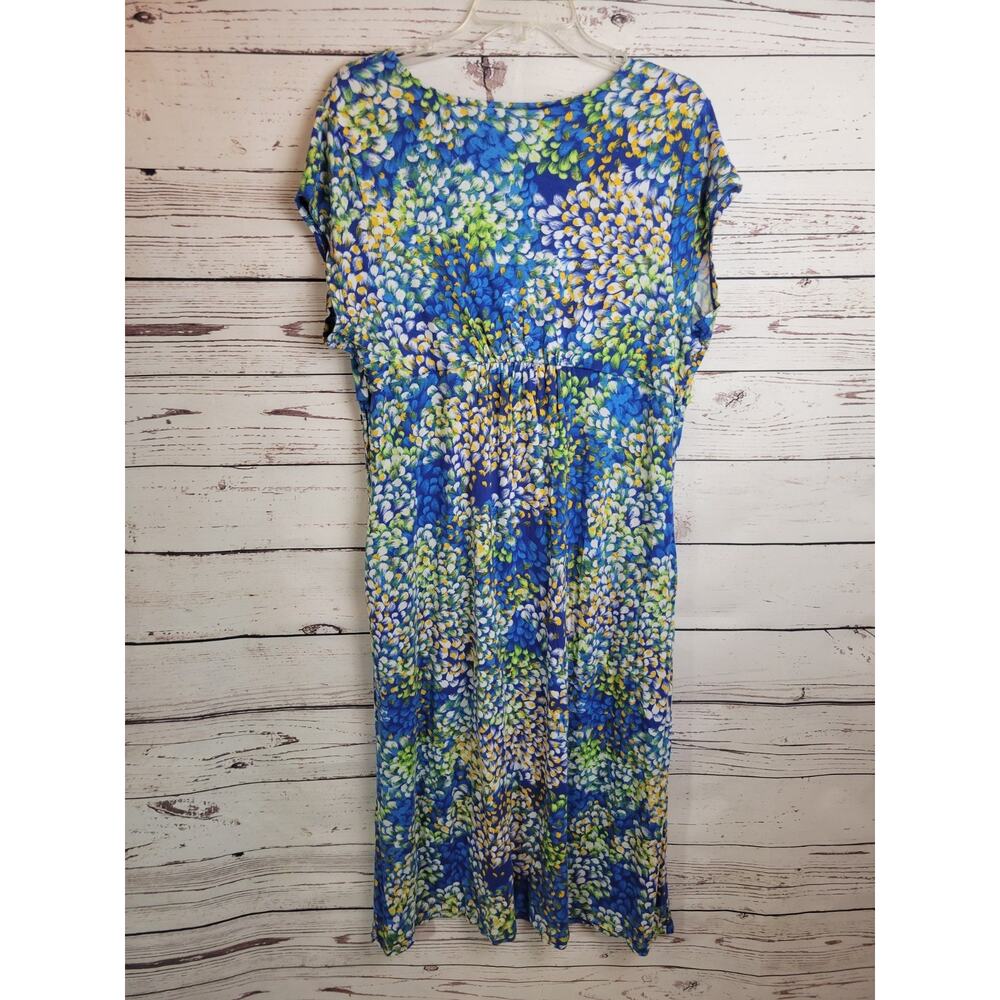 Vtg Carol Hochman Sleepwear Nightgown Blue Yellow Floral Slinky Women's Size P1X - Picture 8 of 11